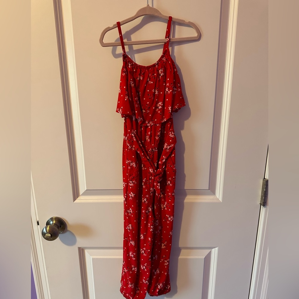 Like new red floral one piece